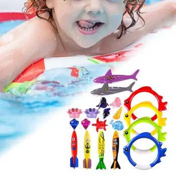 20 Штук Игрушек для бассейна для малышей Кольца с акулами Летний бассейн Игрушка для дайвинга Подводный бассейн Игрушки для занятий дайвингом Пляжные дети 8-12 лет  5