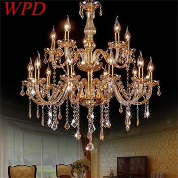 Люстра WPD в европейском стиле, светодиодная хрустальная подвесная свеча, янтарные светильники для дома, гостиничного зала  4