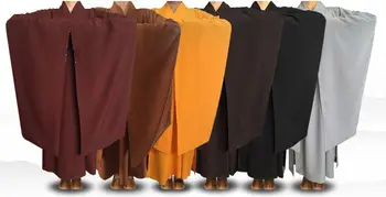 УНИСЕКС буддийское платье монахиня дзен халат мирянка униформа для медитации одежда буддийский костюм черный/кофейный/серый/желтый  5