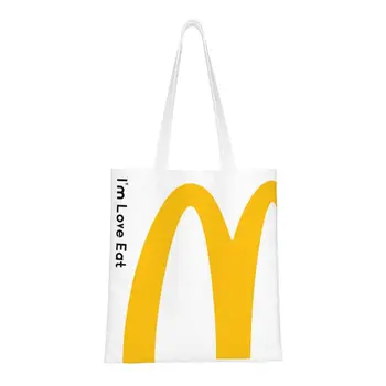 Изготовленные на заказ холщовые сумки для покупок I'm Love Eat Женские многоразовые сумки для покупок в продуктовых магазинах  5