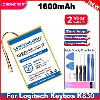 Аккумуляторная батарея LOSONCOER емкостью 1600 мАч 533-000112, L /N 1406 для клавиатуры Logitech II с подсветкой для гостиной, K830  10