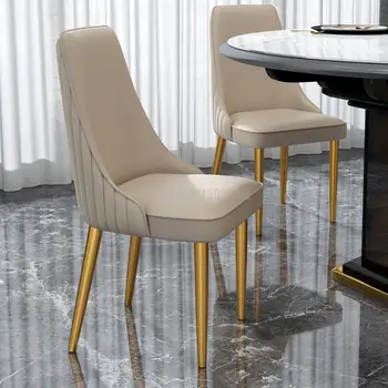 Современный легкий роскошный обеденный стул со спинкой для домашнего ресторана, минималистичный кожаный стул для макияжа в стиле нейл-арта Nordic Hotel  5