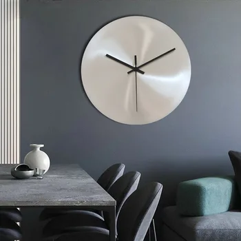 Jam Dinding Ruang Tamu Perak Gaya Industri Minimalis Modern Tanpa Angka Dekorasi Studio Jam Dekorasi Jam Nordik  5