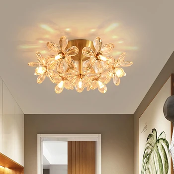 Скандинавский креативный потолочный светильник в виде стеклянного цветка для гостиной, кухни, прохода, спальни, кабинета, светодиодного внутреннего освещения, декоративного потолочного светильника  5