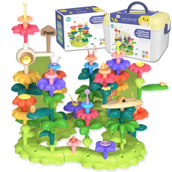 Детские Игрушки для строительства цветочного сада, притворяющиеся цветочным стеблем 