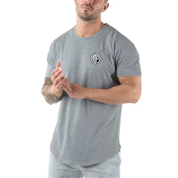 Мужская летняя хлопковая рубашка для бодибилдинга и фитнеса с коротким рукавом, футболка для занятий в тренажерном зале, облегающая тренировка, высококачественные топы  5