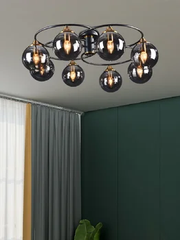 Потолочный светильник в скандинавском стиле, современный простой светильник для спальни и гостиной, роскошная лампа Magic Bean с стеклянным шаром, креативный потолочный светильник  5