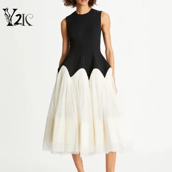 Дизайнер одежды Y2K платье для подиума выпускной вечер лоскутные сетчатые платья на бретелях для женщин лето тонкий фестиваль вечеринка вечернее женское платье mujer  5