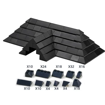 MOC DIY Roof Tilts Pack Brick Pack Enlighten Block Brick Set Совместимость с несколькими крышами зданий Частицы Без инструкций Игрушки  5