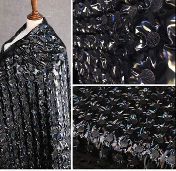 Хлопковая стеганая лазерная вышивка в толстые черные вогнуто-выпуклые точки magic color laser водонепроницаемая ткань для одежды  5