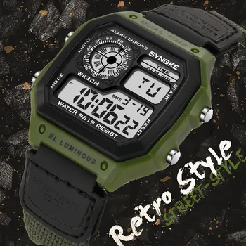 Новые мужские электронные часы с нейлоновым ремешком Женские наручные часы для колледжа G Sports Shock для отдыха Водонепроницаемые светящиеся цифровые наручные часы  5