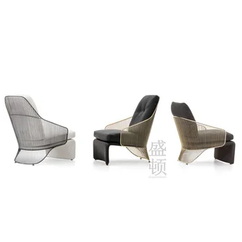 Роскошный Современный металлический диван для отдыха в скандинавском стиле, Дизайнерская Простая мебель для приемной и гостиной  4