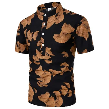 Мужская рубашка с пуговицами уникального дизайна, рубашка с коротким рукавом, верхняя светская рубашка, винтажная рубашка  4