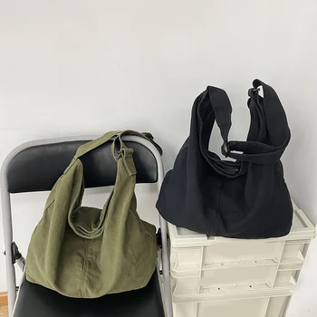 Женские сумки, повседневные сумки через плечо большой емкости, холщовые сумки для покупок, модные сумки в стиле харадзюку, повседневные женские сумки через плечо  10
