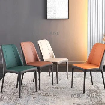 Скандинавские обеденные стулья, Бытовая кухонная мебель, Обеденный стул, Гостиная, Спальня, Простой дизайнерский стул со спинкой из искусственной кожи CN  10