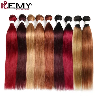 Бразильские прямые пучки человеческих волос 99J Burg Красного цвета Омбре, 100% Переплетения человеческих волос, Пучки волос Remy, 1 шт.  10