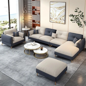 Современные тканевые диваны для гостиной Nordic Small Apartment Съемный и моющийся диван Комплект диванов для гостиной Modern Home  4