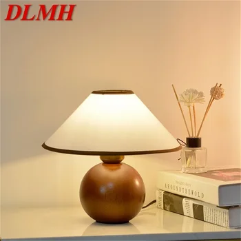 DLMH Диммер, современная настольная лампа-гриб, светодиодное настольное освещение из скандинавского дерева для украшения спальни дома  4