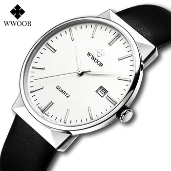 WWOOR Watch Мужские Роскошные брендовые классические повседневные наручные часы из натуральной кожи для мужчин, водонепроницаемые кварцевые часы с датой для мужчин, распродажа  5