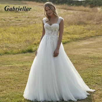Gabriellar Классические Свадебные платья трапециевидной формы со съемным рукавом, без бретелек, с аппликацией, на пуговицах, без спинки, на заказ  4