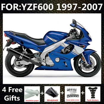НОВЫЙ ABS Мотоцикл Литьевая форма полный Комплект обтекателя подходит Для YZF 600 2006 yzf600 1997-2007 Комплекты Кузовных Обтекателей синий белый  10