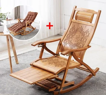 Современное складное бамбуковое кресло-качалка с кроватями, покрытыми / открытыми для отдыха, раскладное кресло-качалка из бамбуковой мебели  4