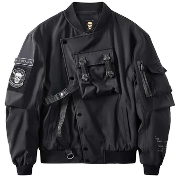 Куртки-бомберы Демисезонный Мужское пальто Новая ветровка Военная мотоциклетная куртка Корейская модная джинсовая куртка Повседневная тонкая  5