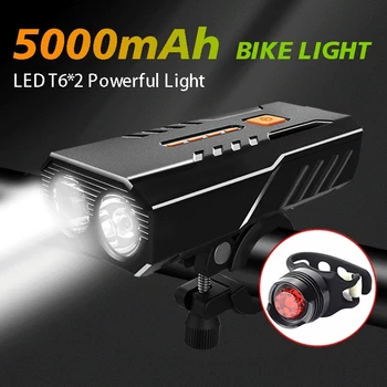 Велосипедный фонарь емкостью 5000 мАч, передний комплект, фонарь для велосипеда, Аккумуляторная лампа, ходовые светодиодные USB-фары Mtb, задний фонарь  5