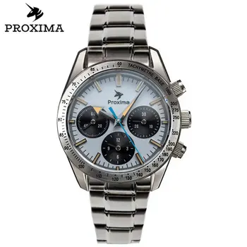 Proxima 40mm Panda BB Хронограф Мужские часы Сапфировое стекло Seagull ST1902 Механические часы для дайвинга 10 бар Водонепроницаемые Светящиеся  4