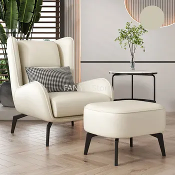 Стулья для гостиной в скандинавском минимализме со спинкой, Ленивый диван, кресла для гостиной, кожаные кресла для мебели El Hogar WZ50KT  5