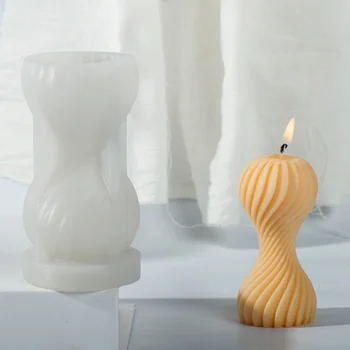 Художественная геометрия 3D Формы для свечей Резная Волнистая свеча в нерегулярные полосы Силиконовая форма для свечей в виде столбика своими руками для украшения дома  2