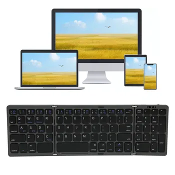 Складная клавиатура с цифровой клавишей 81 клавиша Интерфейс Type C с батарейным питанием клавиатура карманного размера для ПК ABS  5