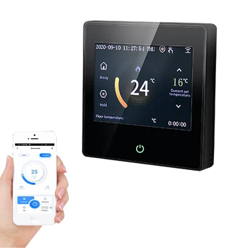 Qiumi Smart WiFi термостат Цветной дисплей для воды / подогрева пола Электрический Водогрейный / газовый котел, работает с Google Home  4