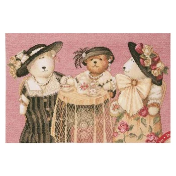 Высококачественный Прекрасный Набор для Вышивания крестиком Three Bears Bear Tea Time Party Bucilla 43502  5
