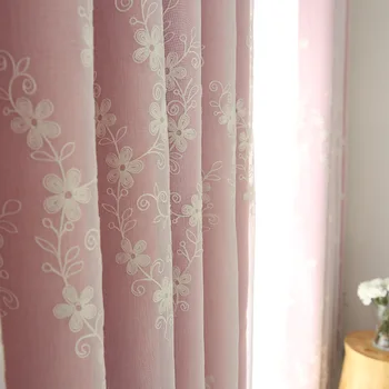 Современная простая ткань, Подкладка, Пряжа, Шторы с вышивкой в мелкий цветок для гостиной, спальни, кабинета, Плотные шторы на заказ  5