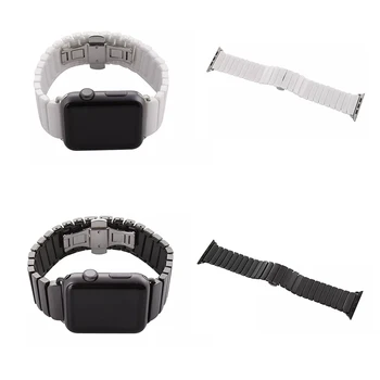 URVOI link браслет для apple watch ultra 8 7 6 SE 5 4-полосный космический керамический ремешок для iWatch 40 41 44 45 мм цвет белый черный  10