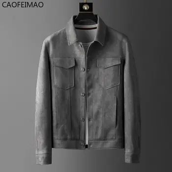 Caofeimao Осень 2023, мужское пальто из замши, весенняя новинка, легкая роскошная деловая повседневная британская куртка Joker Top  4