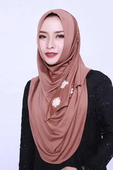 Малайзийский цветочный Хиджаб, мусульманский мгновенный Хиджаб, Исламский Шарф, Шали для женщин  5