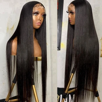 30-дюймовые парики из человеческих волос на кружеве с прозрачной кружевной застежкой Бразильские прямые волосы для чернокожих женщин 5x5 Парик с кружевной застежкой  0
