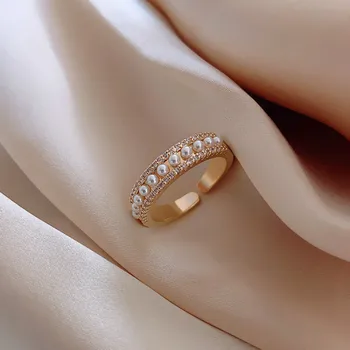 2020 Корейская Новая мода, Жемчужное кольцо, Открывающее Кольцо, Темперамент, Простое кольцо на Указательный палец, Женские украшения для банкета  5