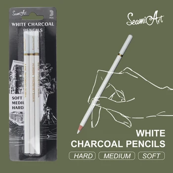 SeamiArt 3шт Белый мягкий/средний/твердый угольный карандаш для эскизов Угольная ручка Инструменты для рисования Канцелярские школьные принадлежности Карандаши  5