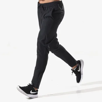 Осень-Зима 2023, Черные мужские брюки для бега, Быстросохнущие Карманные спортивные Дышащие Тренировочные брюки для бега трусцой, бодибилдинга, тренажерного зала  4