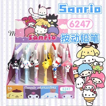 36шт Механический карандаш с мультяшной подвеской Sanrio 0,5 мм, Метательный карандаш для зрачков, Kuromi Melody, Hello Kitty, Милые Канцелярские принадлежности Оптом  10