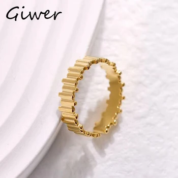 Женское кольцо Giwer из нержавеющей стали с геометрическим минималистичным простым открытым кольцом на палец Bague Femme, модные украшения, Аксессуары, подарки  5