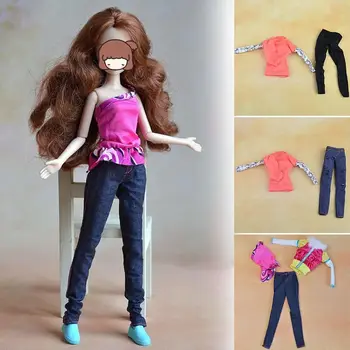 Детские игрушки разных стилей, куклы 1/6 BJD, повседневная одежда, аксессуары для одежды, кожаные брюки, джинсы с цветочным рисунком, брюки для кукол  5
