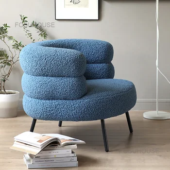 Европейский дизайн Кашемировый диван-кресло Особой формы для гостиной Итальянское кресло для отдыха Мебель для дома Современный односпальный диван  4