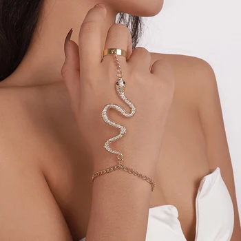Готический браслет на палец в форме преувеличенной змеи Подходит для женской новой модной индивидуальности, ювелирных украшений в виде колец и браслетов в стиле панк.  5