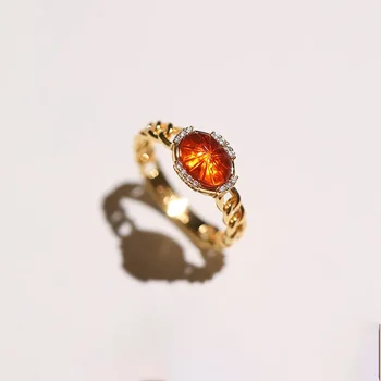 Новое модное Индивидуальное Кольцо с красным кристаллом 2023 года, Унисекс, Круглое Открытое кольцо, Ювелирные Аксессуары для банкета, подарок  3