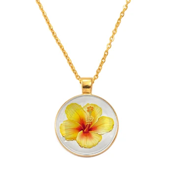 Ожерелья с гавайскими подвесками Anniyo Цветы гибискуса Растения Guam Jewelry # D0052  5
