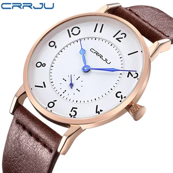 CRRJU Часы люксового бренда Мужские ультратонкие кожаные часы Мужские кварцевые спортивные часы Мужские водонепроницаемые повседневные наручные часы relogio  0